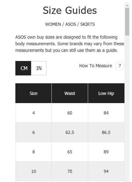 אסוס - asos - הצגה - מדריך מידותאסוס - asos - הצגה - מדריך מידות